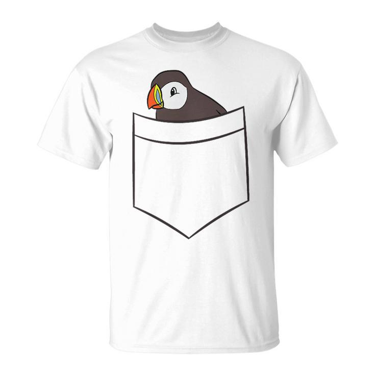 Puffin In The Pocketeabird Iceland Pocket Puffin Tシャツ