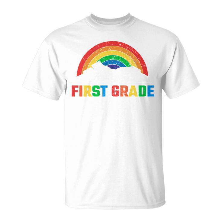Rainbow Colors First Grade Squad Reading Book Graphic T-Shirt