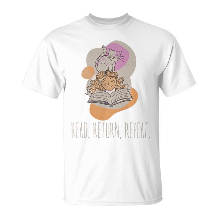 Read Return Repeat Book Lover Cat Reading Library Premium Tri-Blend T-Shirt