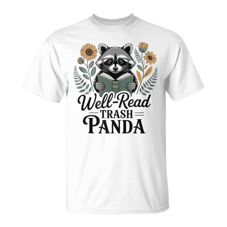 Well Read Trash Panda Book Lover Raccoon T-Shirt