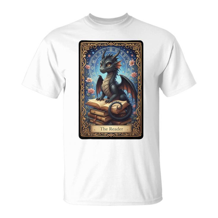 The Reader Dragon Fantasy Book Lover Tarot Card Premium Tri-Blend T-Shirt