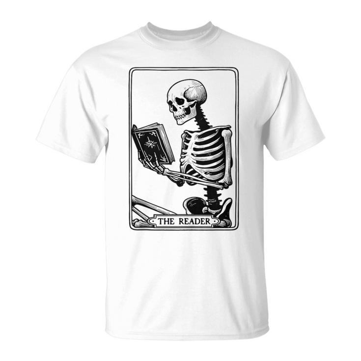 The Reader Tarot Card Skeleton Reading Book Books T-Shirt