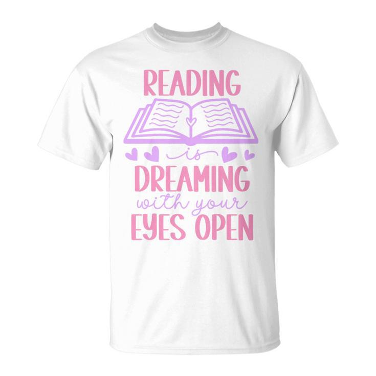 Reading Is Dreaming With Your Eyes Open Cute Quote Books Premium Tri-Blend T-Shirt