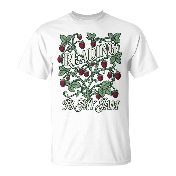 Reading Is My Jam Book Lover Botanical Strawberry Art Comfort Colors Crop Top T-Shirt