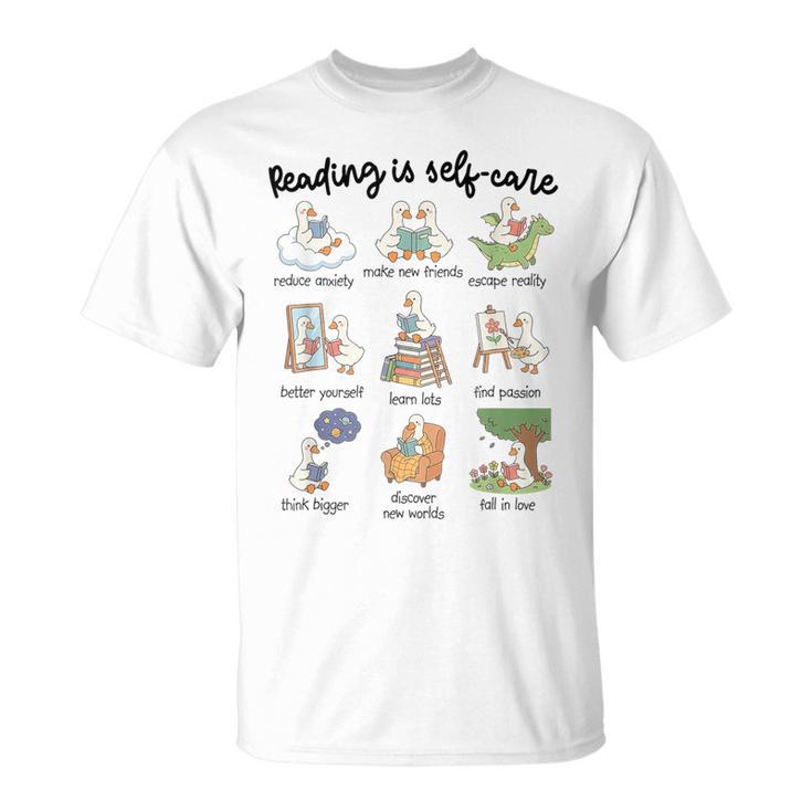 Reading Is Self-Care Silly-Goose Reading Book Bookish Reader T-Shirt