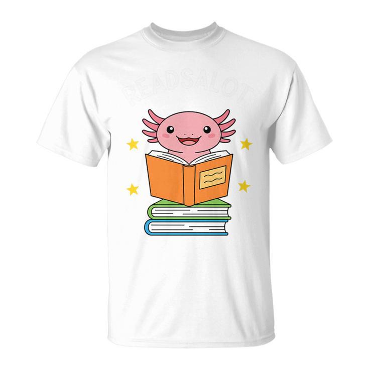 Readsalot Axolotl Reading Kids Book Lover Librarian Premium Tri-Blend T-Shirt