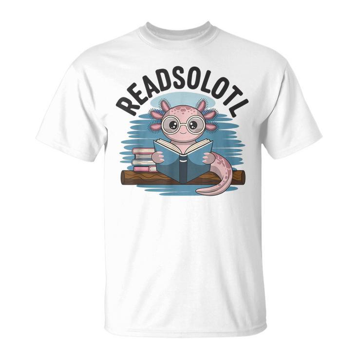 Readsolotl Book Lover Reading Axolotl Kids Reader T-Shirt