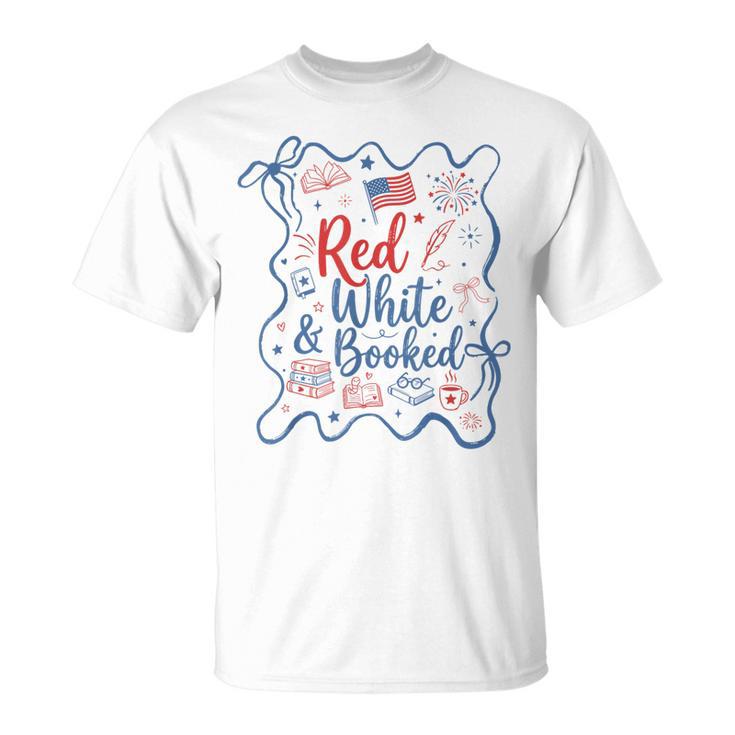 Red And Booked Coquette 4th Of July Book Lover T-Shirt