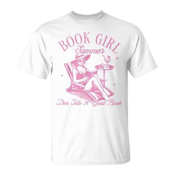 Retro Book Girl Summer Beach Vacation For Book Lover T-Shirt Retro Book Girl Summer Beach Vacation For Book Lover T-Shirt