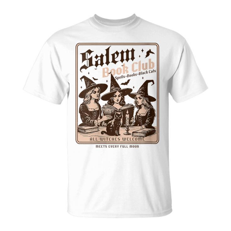 Salem Book Club Bookish Halloween Retro Salem Witch Book T-Shirt