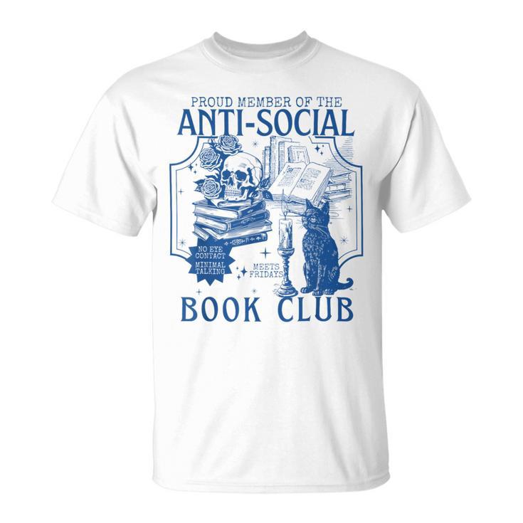 Sarcastic Anti Social Book Club Cat Skull Book Lover T-Shirt Sarcastic Anti Social Book Club Cat Skull Book Lover T-Shirt