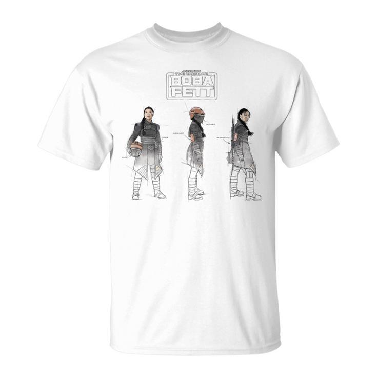 Star Wars The Book Of Boba Fett Fennec Painted Sketches T-Shirt