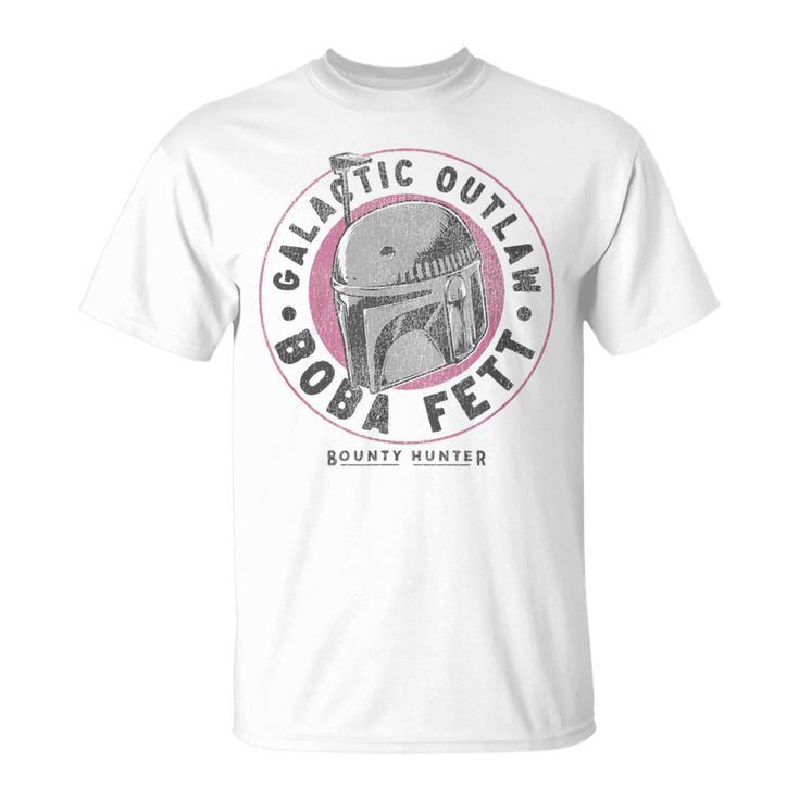 Star Wars The Book Of Boba Fett Helmet Galactic Outlaw Logo T-Shirt