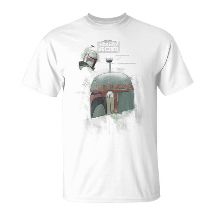 Star Wars The Book Of Boba Fett Helmet Schematic V-1 T-Shirt