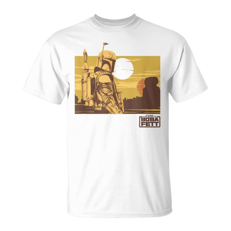 Star Wars The Book Of Boba Fett Landscape Silhouette T-Shirt