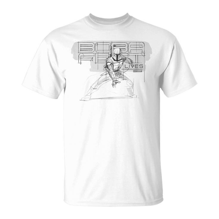 Star Wars The Book Of Boba Fett Lives Sketch T-Shirt