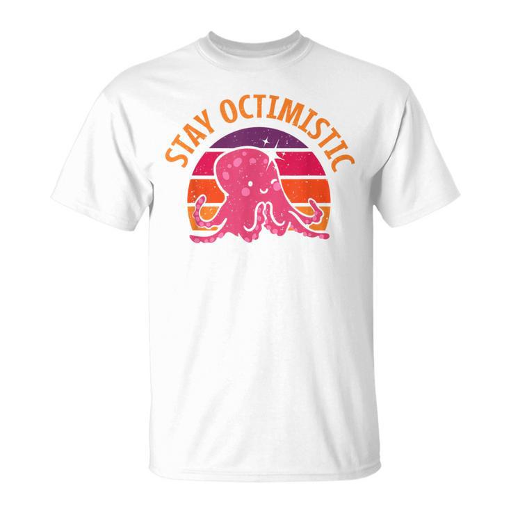 Stay Octimistic オクトパス 頭足類 イカ メンズ レディース Tシャツ