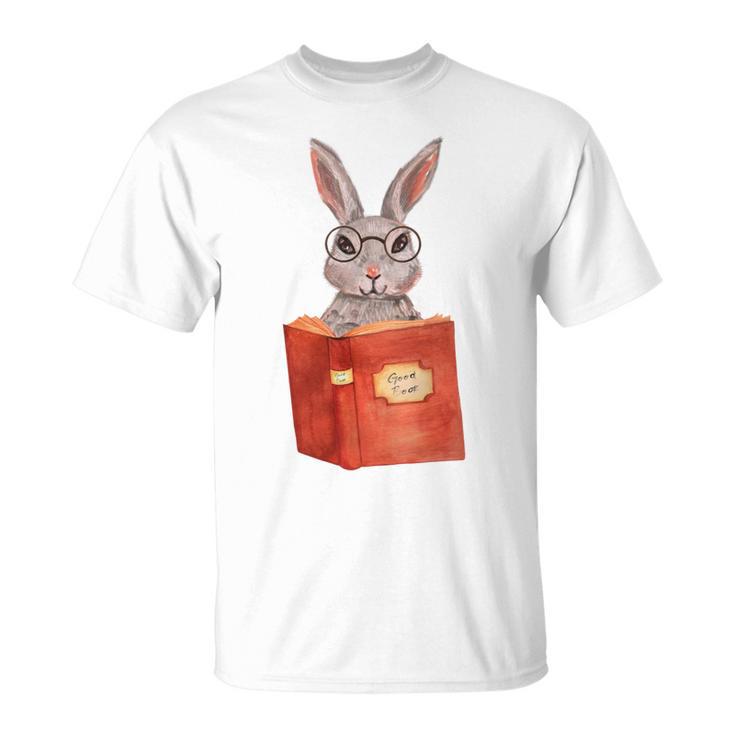 Studious Studying Bunny Book Lover Reading Geek Rabbit T-Shirt