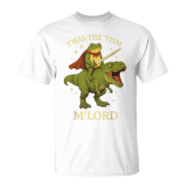 Twas The Tism M'lord Frog ライディング 恐竜 ファンタジー 中世 Tシャツ