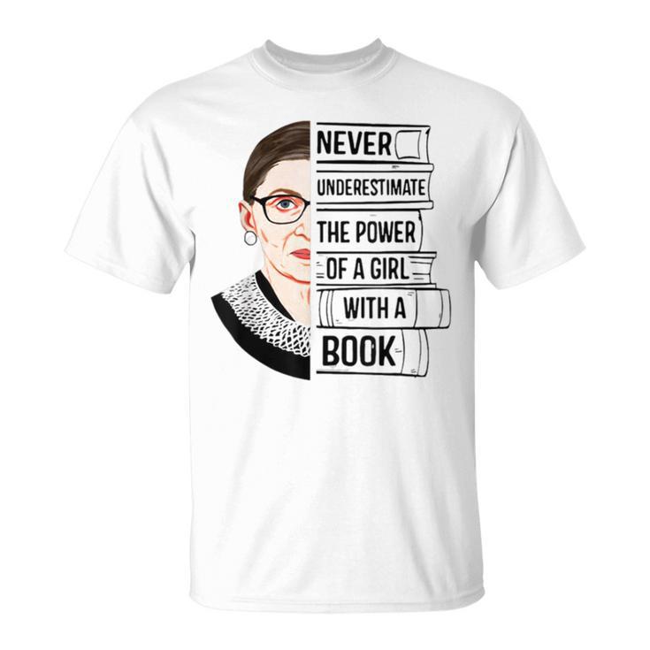 Never Underestimate The Power Of a Girl With a Book Reading T-Shirt