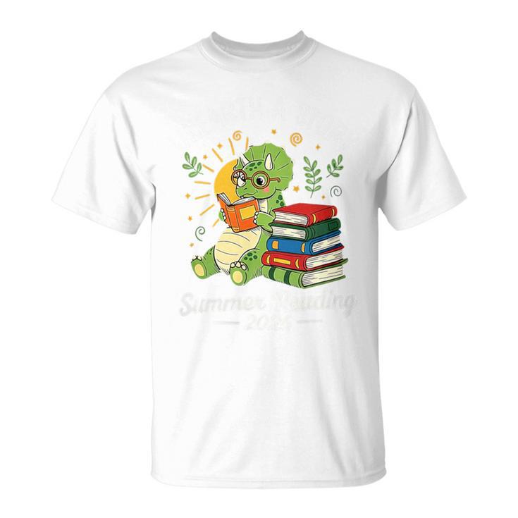 Unearth a Story Triceratops Dinosaur Reading Books Cute Dino Premium Tri-Blend T-Shirt
