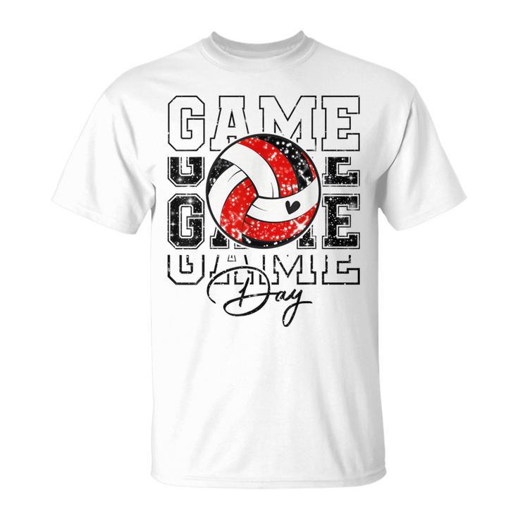 Volleyball Game Day Girls Volleyball Mom Red & Black T-Shirt Volleyball Game Day Girls Volleyball Mom Red & Black T-Shirt