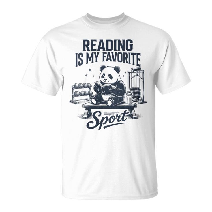 Women's Book Lover Bookish Panda Reading Is My Favorite Sport T-Shirt