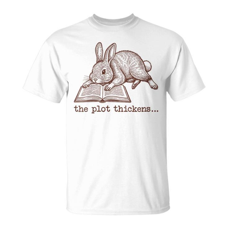 Women's Bookish Rabbit Reading Fiction Novel Book Vintage Bookworms T-Shirt