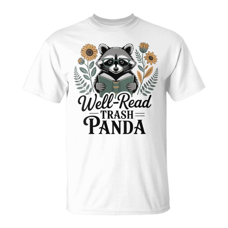 Women's Well Read Trash Panda Book Lover Raccoon T-Shirt
