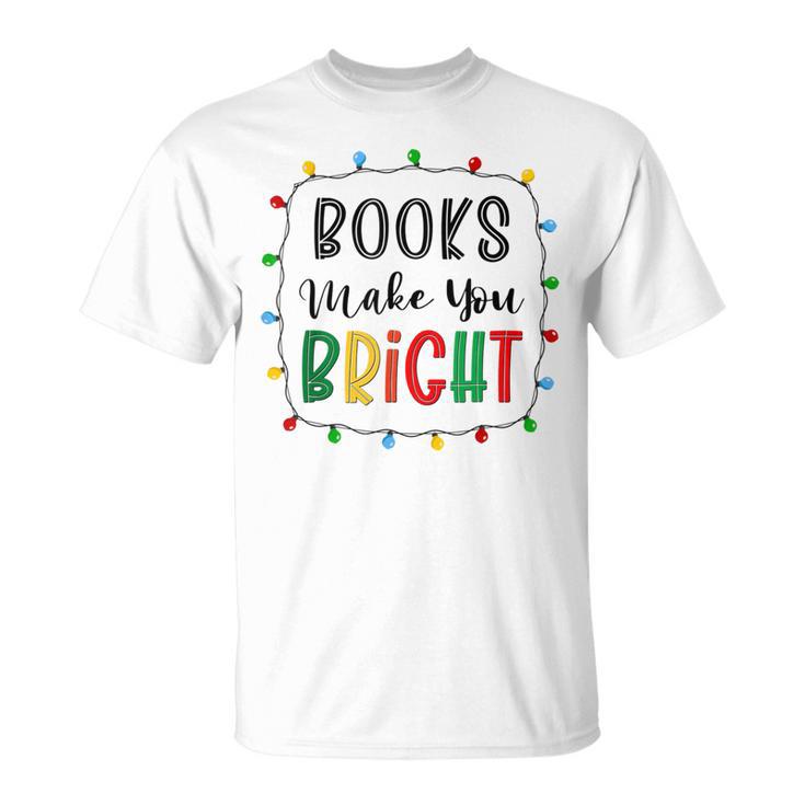 XboE Books Make Bright Christmas Light Merry Xmas Bookworm T-Shirt