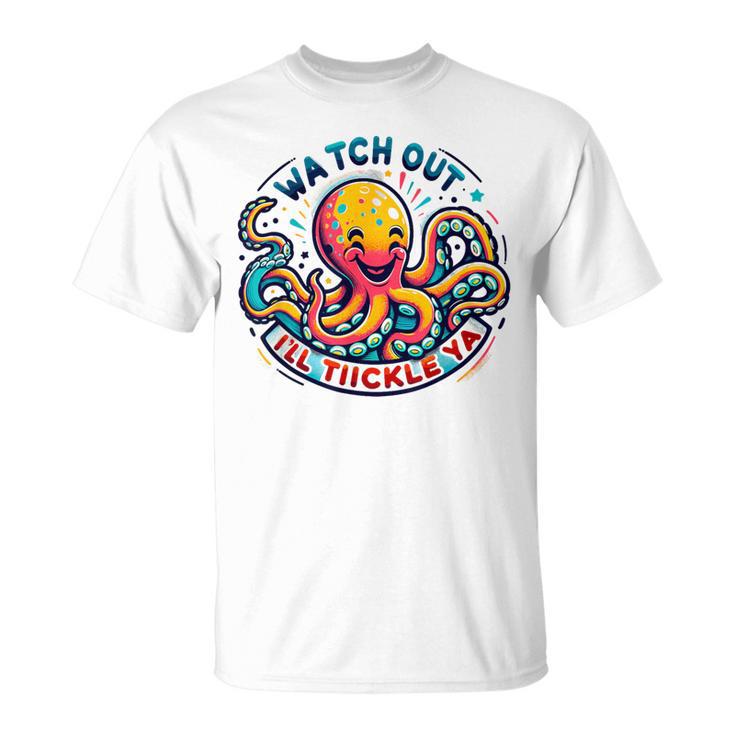 かわいいオクトパス 気をつけてくすぐる おもしろい Tシャツ
