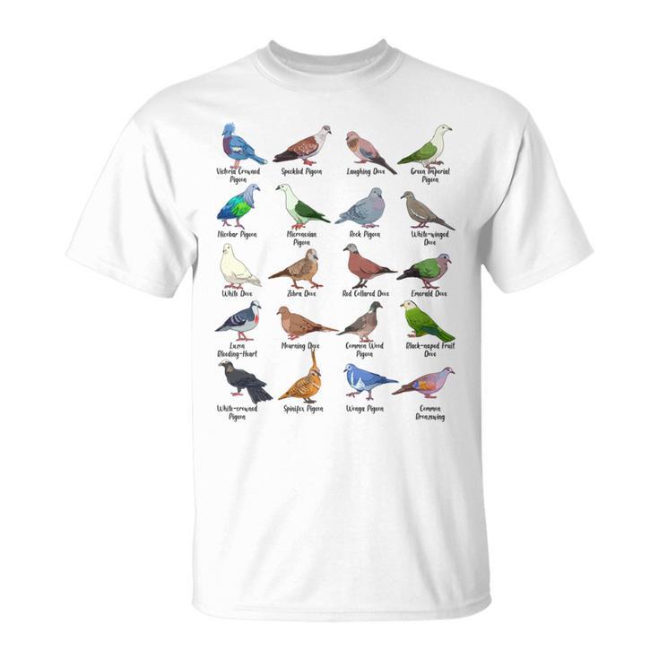 さまざまな種類のハト ハト 長袖tシャツ Tシャツ