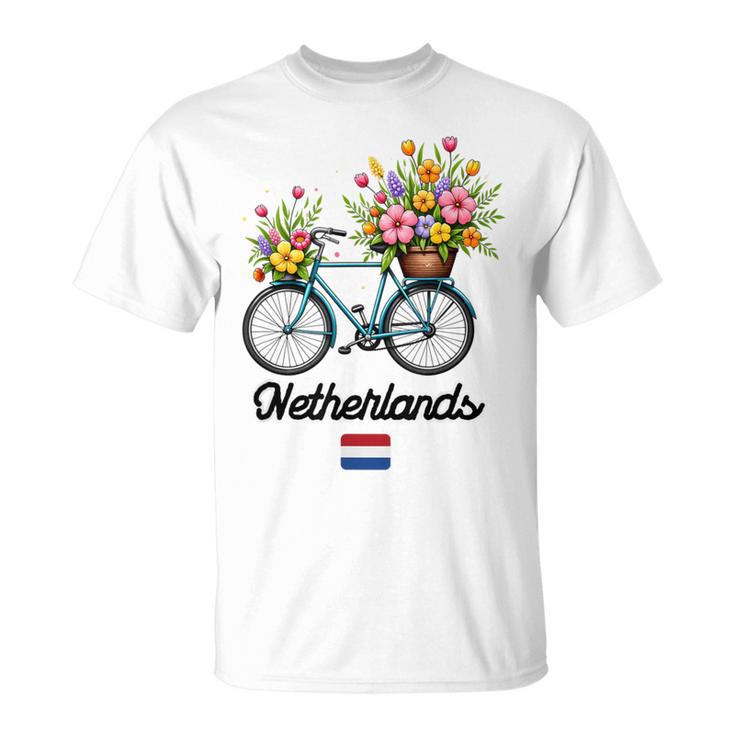 オランダの風車 チューリップフィールド オランダ 春の花 バイク Tシャツ