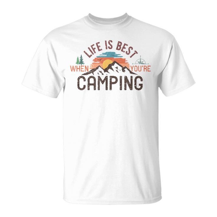 キャンプ おもしろ 楽しい 登山 キャンプしているときが人生最高 Tシャツ