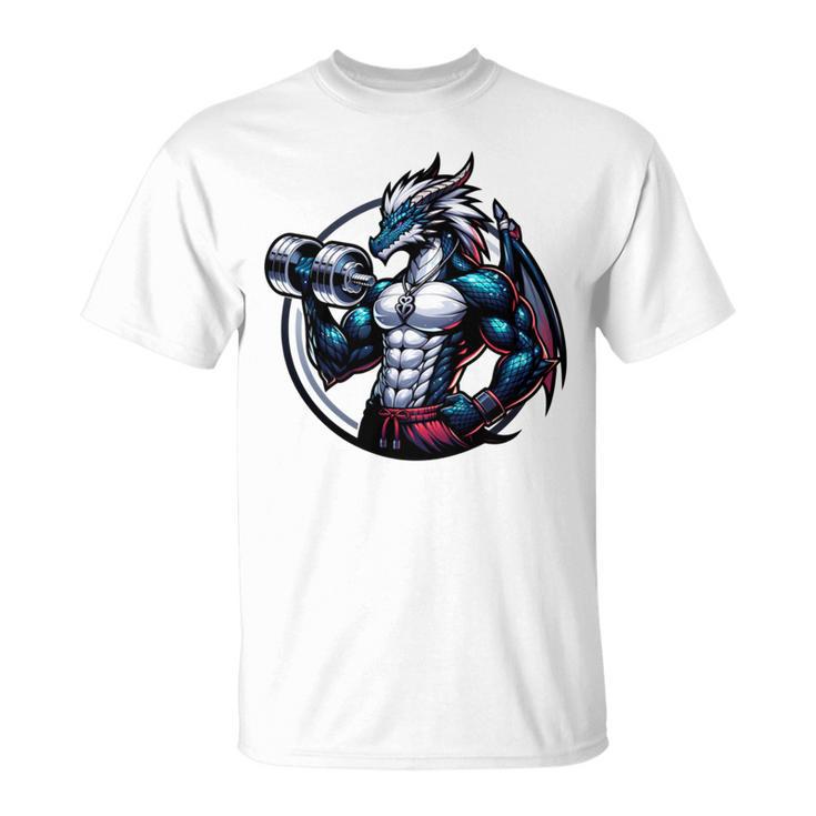 キュートでかわいいグラフィックのドラゴンが筋肉質のシックスパックを表示 長袖tシャツ Tシャツ