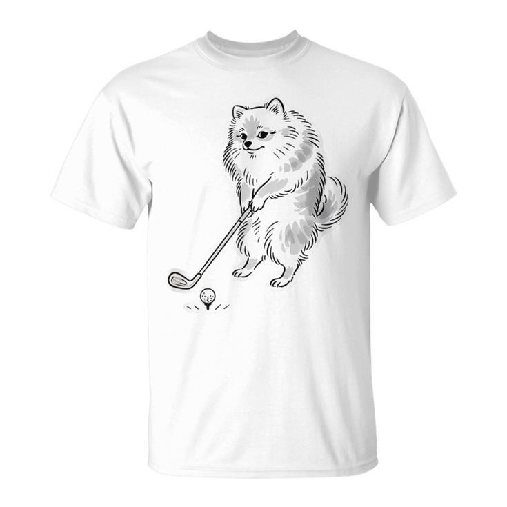 ゴルフ ポメラニアン グッズ おもしろ 犬 面白い 笑える 和風 Tシャツ