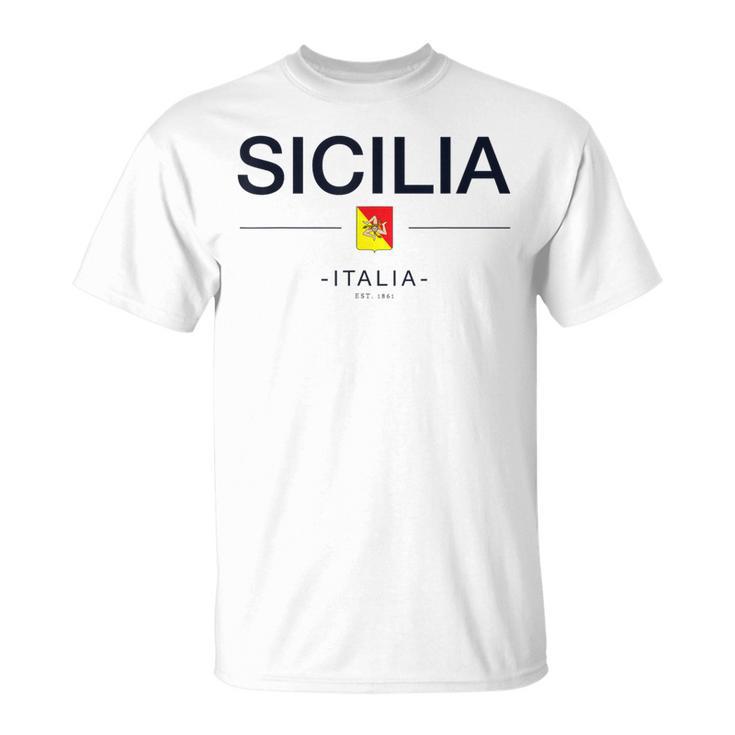 シチリア家族旅行 イタリア国旗 イタリアギフト シチリア島 Tシャツ