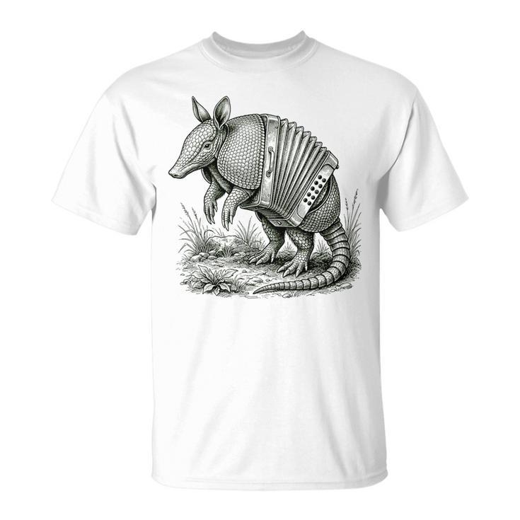 シュールなアコーディオンミュージカルアルマジロアート Tシャツ