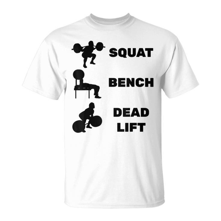 スクワットベンチデッドリフトパワーリフティング Tシャツ