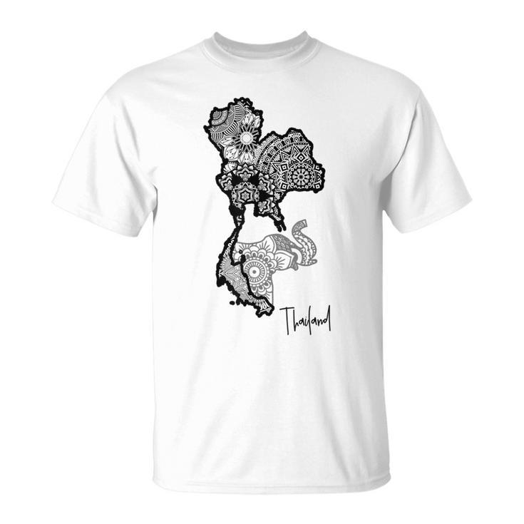 タイのマンダラ、タイの地図、象のマンダラ タイ Tシャツ