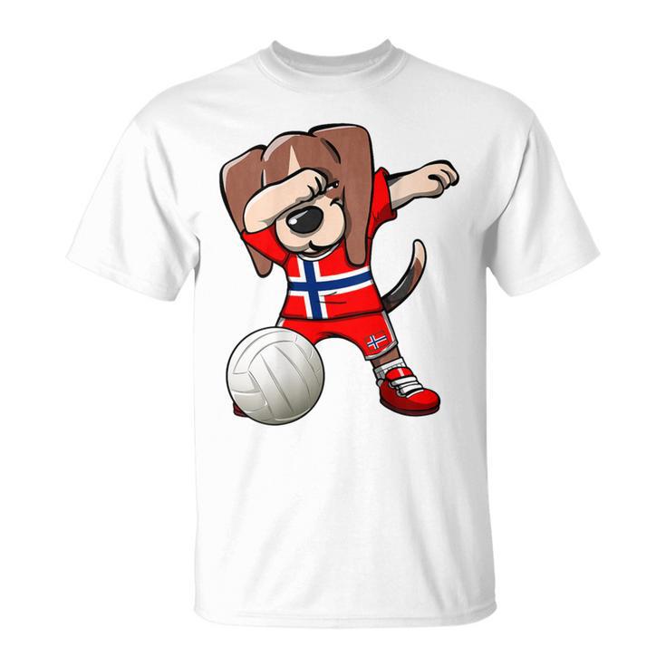 ダビングビーグル犬 ノルウェージャージ ノルウェーバレーボール愛好家 Tシャツ