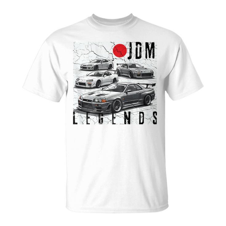 バックプリント ディストレス Jdm レジェンド レースカー 日本国旗 ギフト Tシャツ