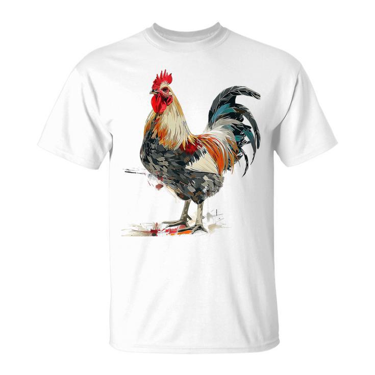 ニワトリ 動物 カラフル 動物園 絵画 イラスト ニワトリ Tシャツ
