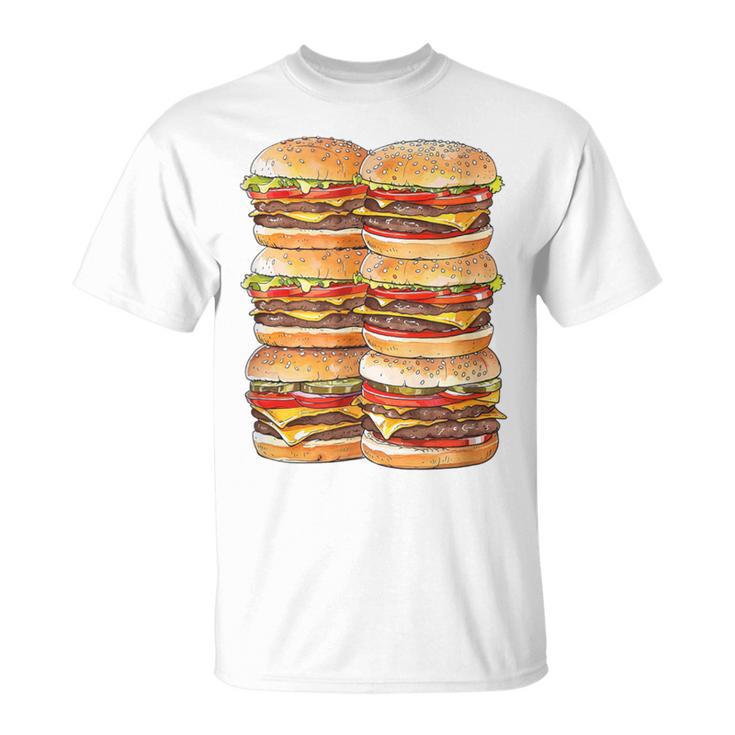 ハンバーガーデイパック ハンバーガー 6パック 腹筋 フェイク腹筋ジム Tシャツ