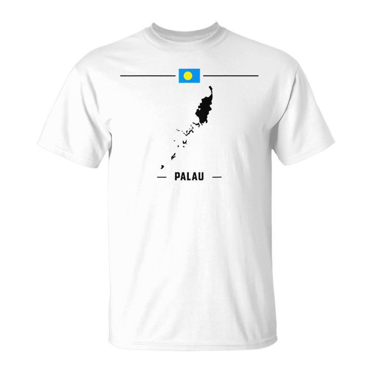 パラオ国旗、地図と国名 パラオ Tシャツ