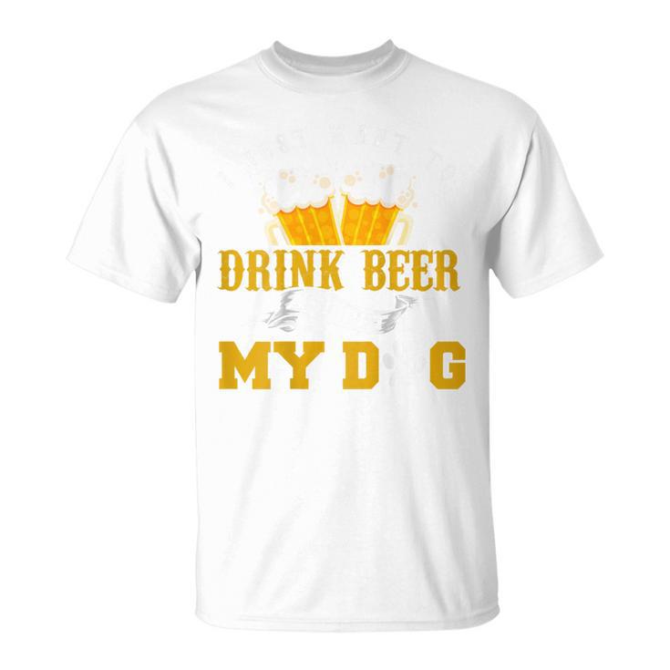 バックプリント ビールを飲みながら犬をなでたいだけ Tシャツ