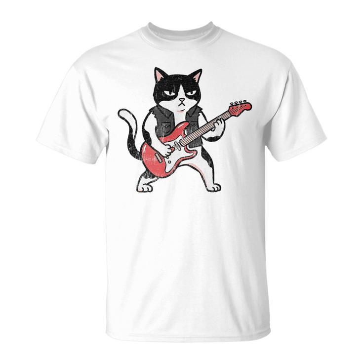 ベースギターを弾く 面白い ロック猫 バンド ミュージシャン ベーシスト 動物 Tシャツ