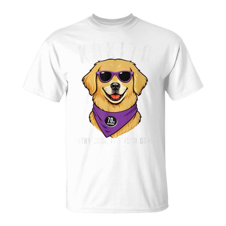 古希祝い 犬 ゴールデン レトリバー サングラス 父 男性 女性 母 犬好き 70歳 おもしろ Tシャツ