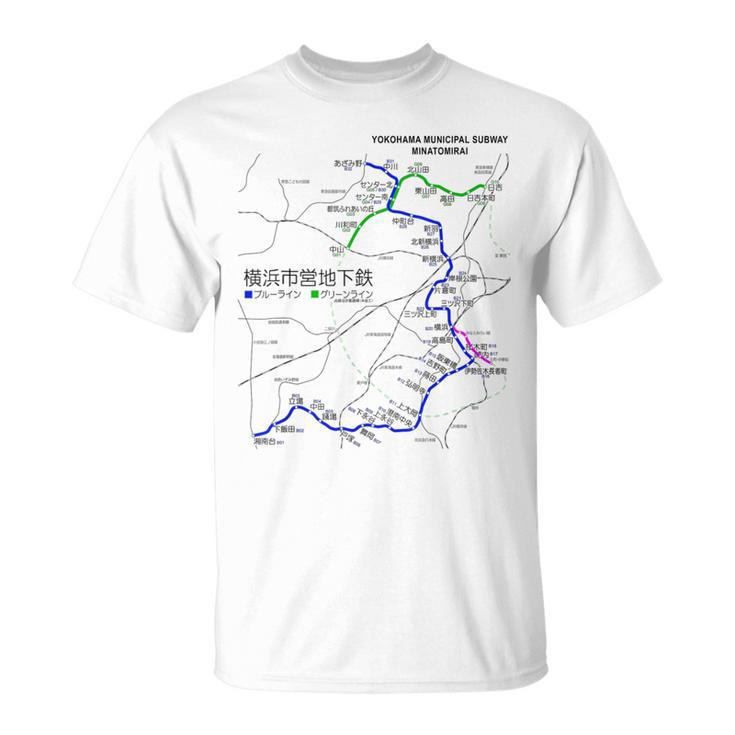 横浜市電鉄線鉄道おみやげ路線図 Tシャツ