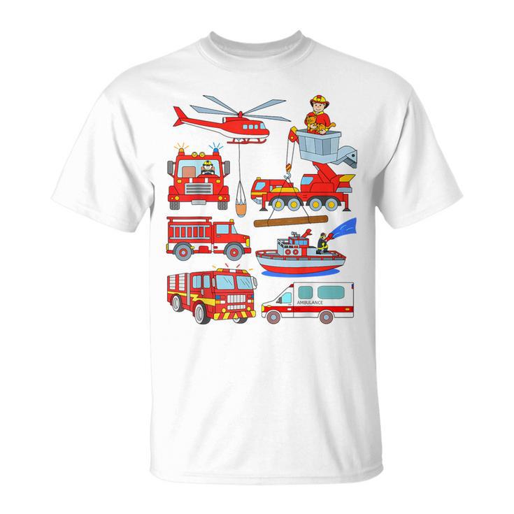 消防車 消防士 消防士 消防車 消防車 男の子 Tシャツ